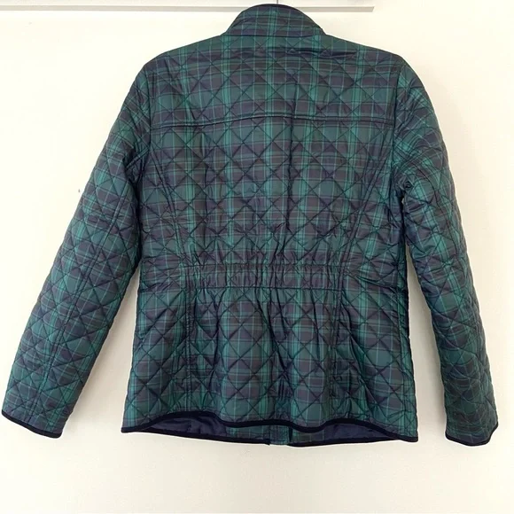 Talbots Quilted Puffer Jacket Women's S Green Tartan Plaid Barn Old Money Preppy - Picture 8 of 15